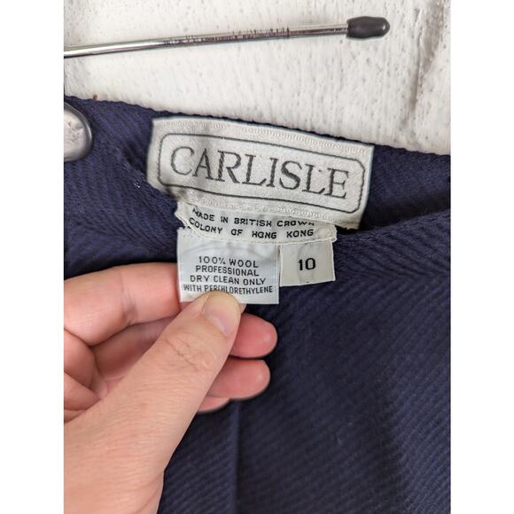 Vtg Carlisle Wool Skirt Womens 10 Midi Navy Blue Modest Grannycore Countryside - Picture 3 of 7